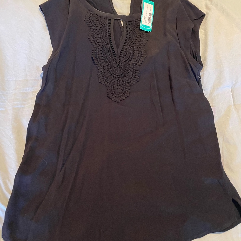 Daniel Rainn Black Lace Accent Blouse